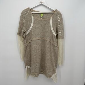 Adam Jacobs Boho Acrylic Mixed Long Tunic Top Long Sleeve Size Large